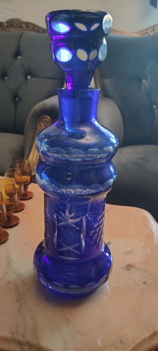 Karafka kryształowa kobalt duża