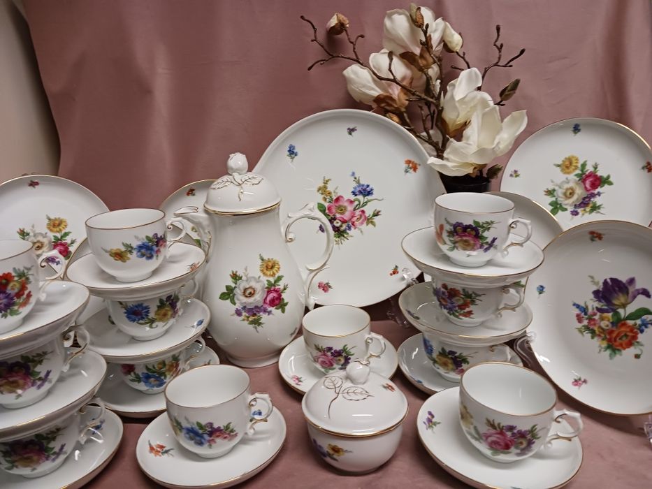 12 osob Furstenberg serwis kawowo-sniadaniowy kwiaty