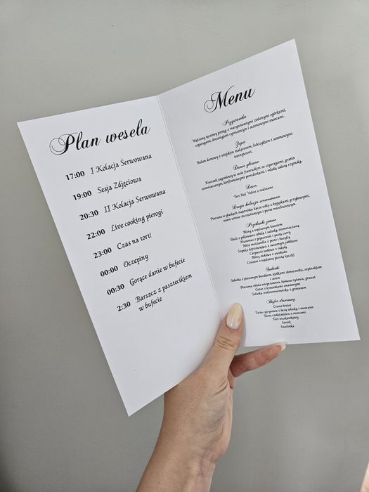 Menu weselne złote ze zloceniem plan wesela