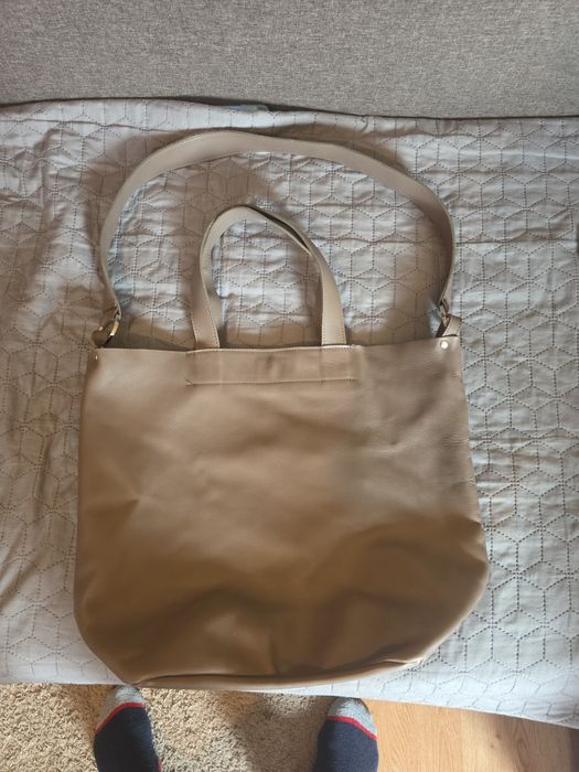 Torebka skórzana MAKO BAGS – beżowa, stan bardzo dobry