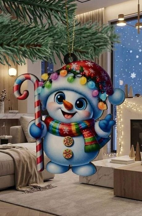 Новорічні іграшки Сніговики із дерева