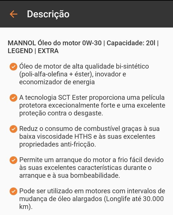 Óleo motor MANNOL 7919 Legend Extra 0W-30 20L