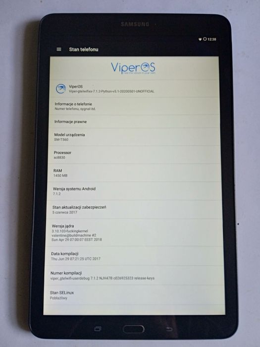 Samsung GalaxyTab E 9,6 1,5 GB / 8 GB Android 7,1