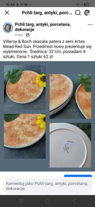 Villeroy & Boch okazała patera z serii Artes Mead Red Sun. Nowa
