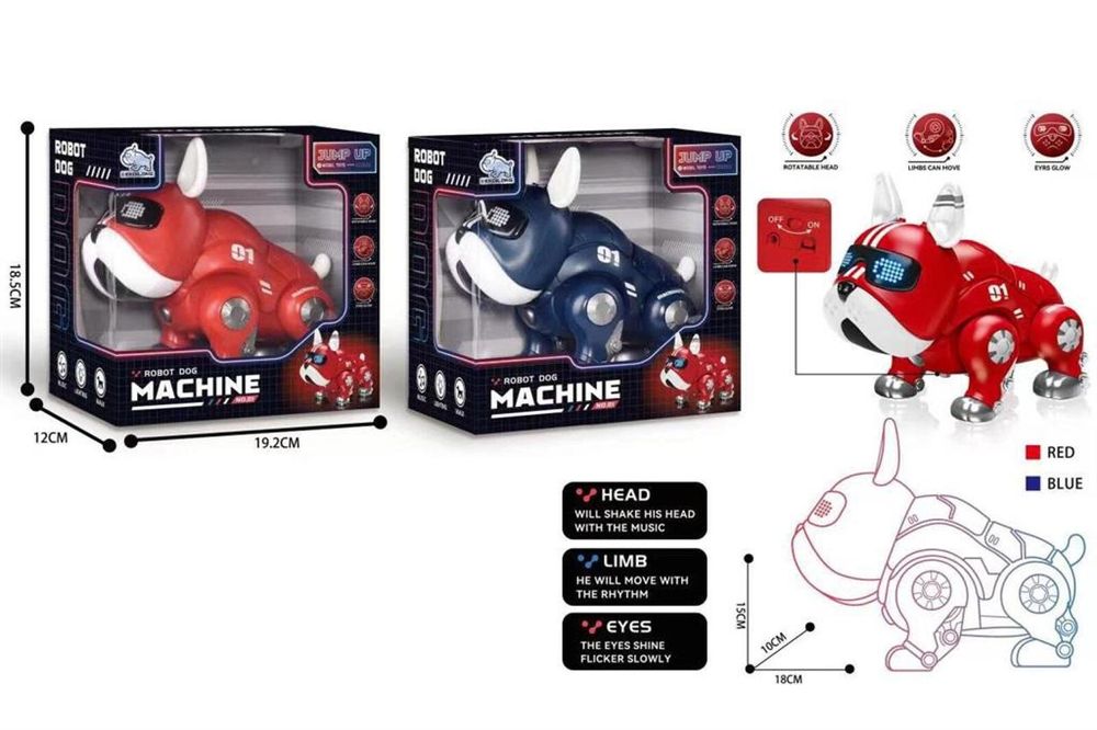 Pies robot buldog na baterie MIX pudełko,188x204 mm
