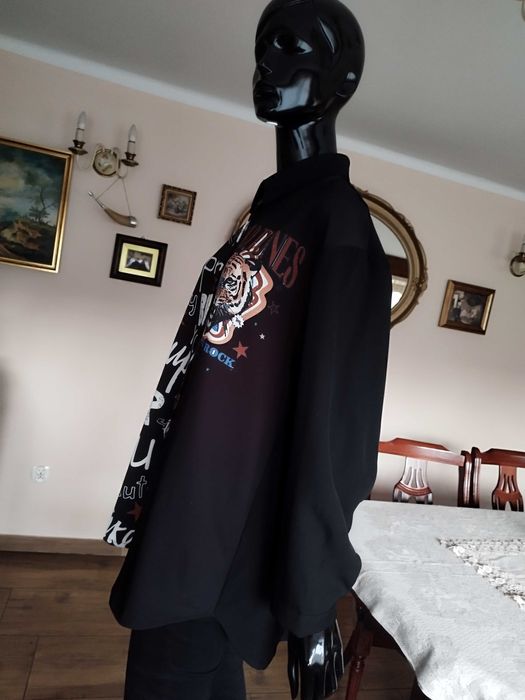 %_ITALY_koszula/ bluzka_napisy/tygrys styl kenzo - 38/44 - czarna