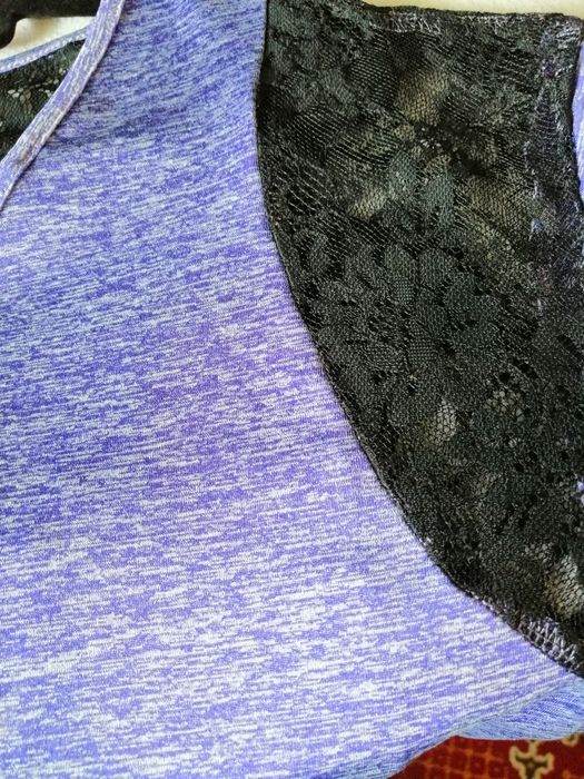 Bluzka duża fioletowa z dodatkiem koronki