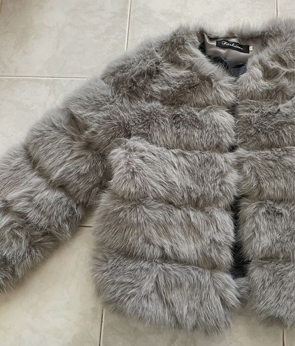 Casaco curto de pêlo cinzento (Fashion, tamanho XL)