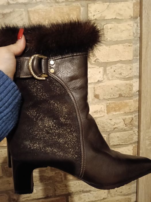 Piękne włoskie botki sk naturalna futro lis 38 nowe
