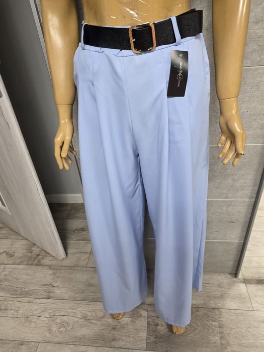Spodnie szeroka nogawka baby blue New Collection z paskiem NOWE z metką rozmiar uniwersalny