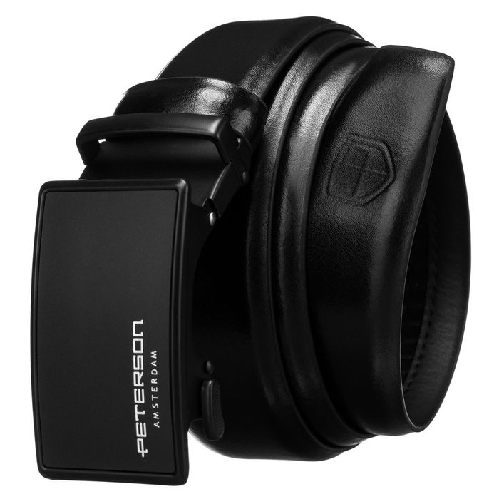 elegancki, skórzany pasek męski z klamrą automatyczną - peterson 125