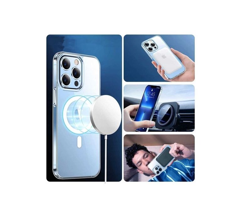 Etui/plecki, bezbarwne, do ładowania bezprzewodowego, MegaSafe, iPhone