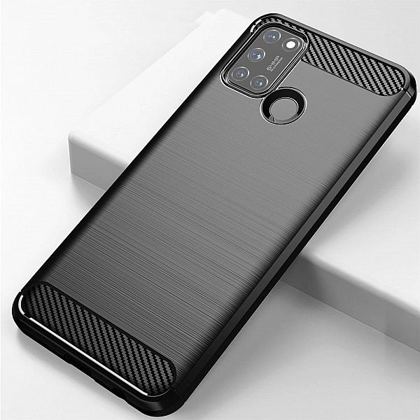 Etui Elastyczne Carbon Case + Szkło Hartowane do Realme 7i