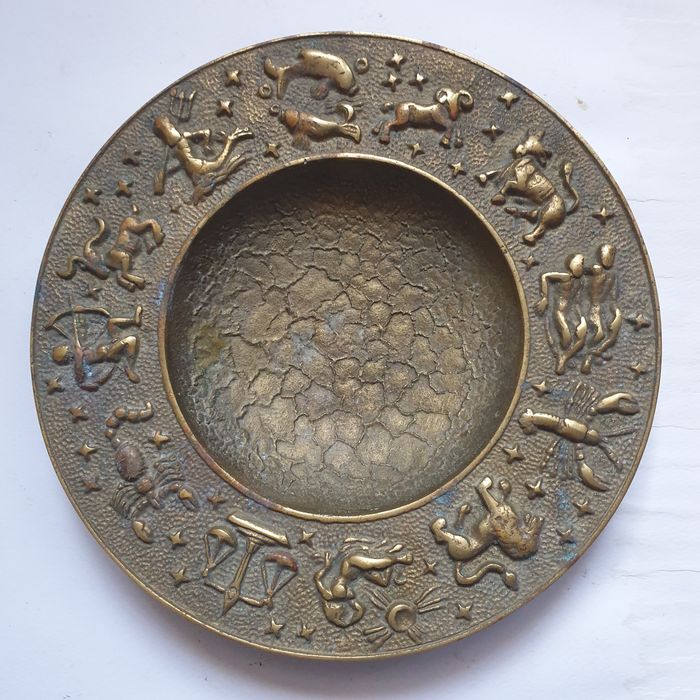 Vintage Danish Bronze Zodiac Dish from Nordisk Malm, 1940s