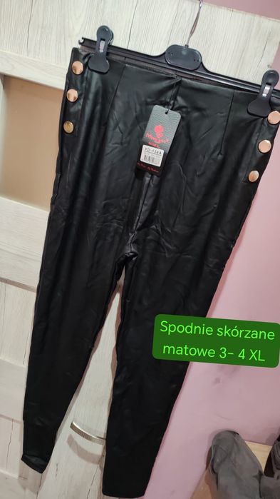 Spodnie ekoskóra wysoki stan rozmiar 2-3-4 XL