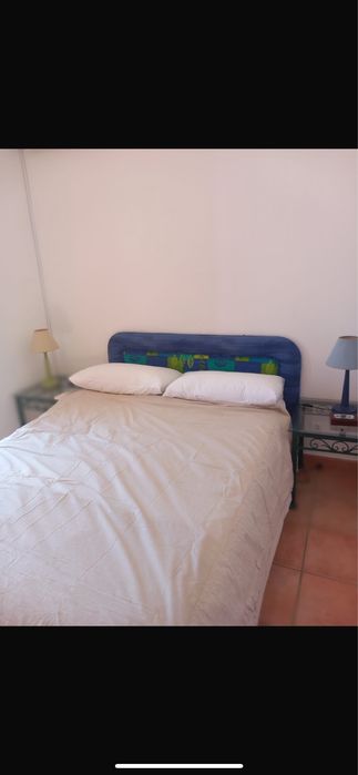 Cabeceira de Cama Estofada Azul e Verde