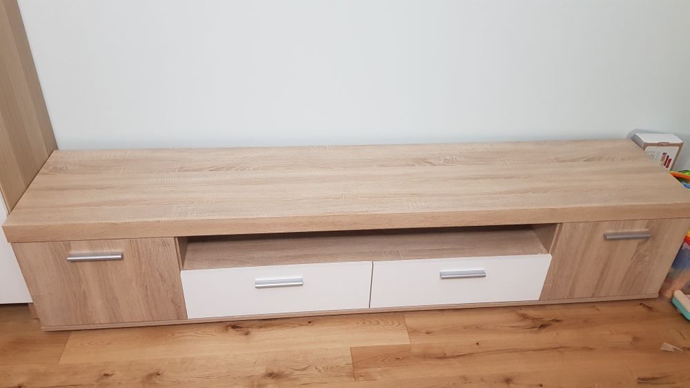 BRW zestaw szafka RTV + szafka wiszące + półka