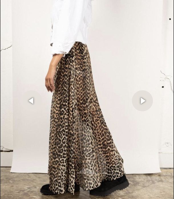 Спідниця максі з плісованого жоржету з леопардовим принтом Ganni
