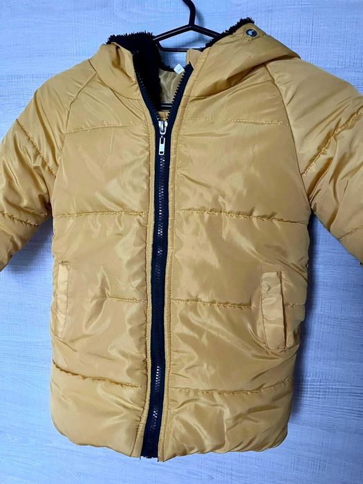 Kurtka jesienna/ zimowa dziewczęca r. 98/ 104, żółty płaszczyk/ parka