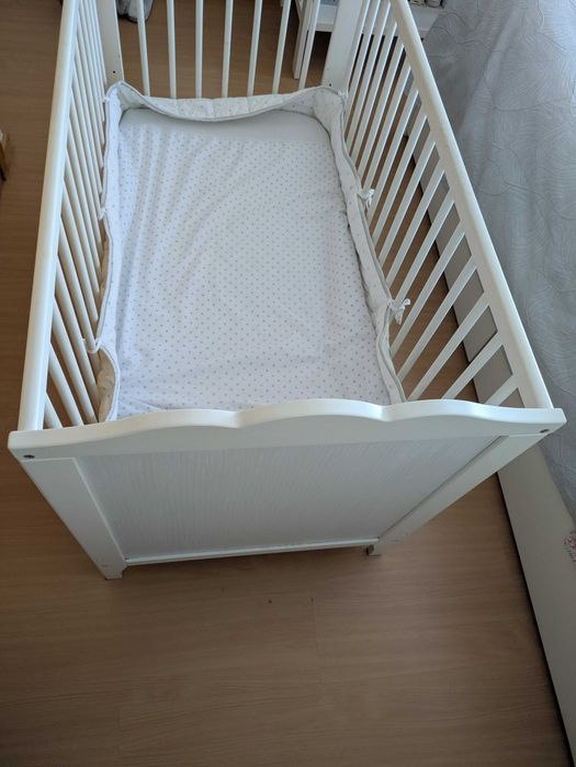 Cama berço ikea SMÅGÖRA branco + colchão + lençois + edredão