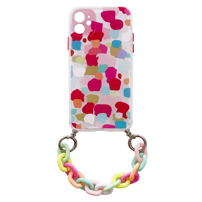 Color Chain Case żelowe elastyczne etui z łańcuchem łańcuszkiem zawieszką do iPhone XS / iPhone X wielokolorowy