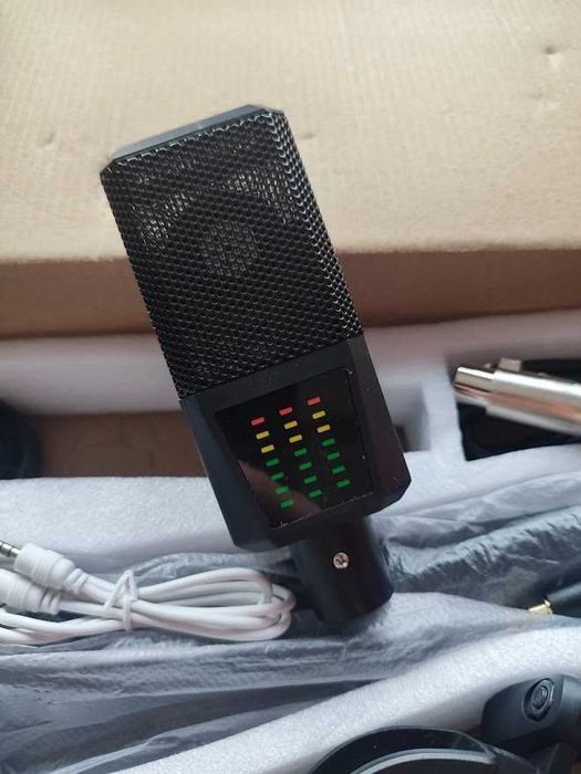 Mikrofon studyjny ze statywem i filtrem USB z mixerem