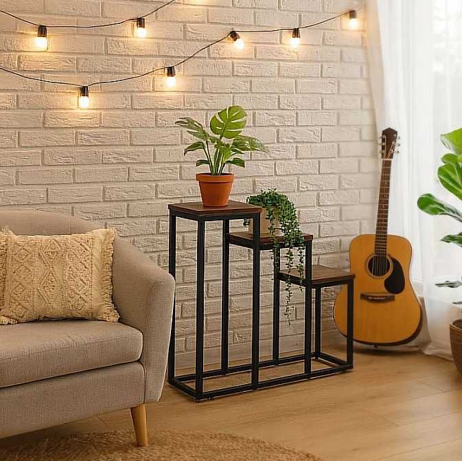 NOWY Kwietnik Stojący Stojak Na Kwiaty Ozdoby 3 Półki Loft STABILNY