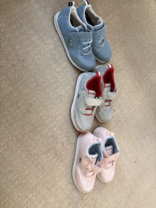 3 pares sapatilhas Lacoste, menina, tamanho 33 e 34