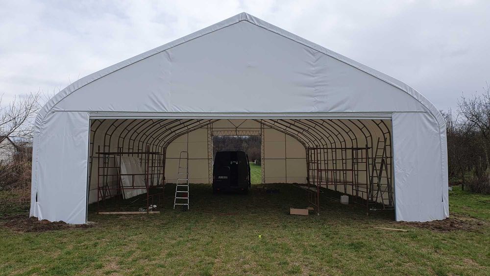 Hala łukowa HANGAR NA SAMOLOT szeroka brama garaż wiata