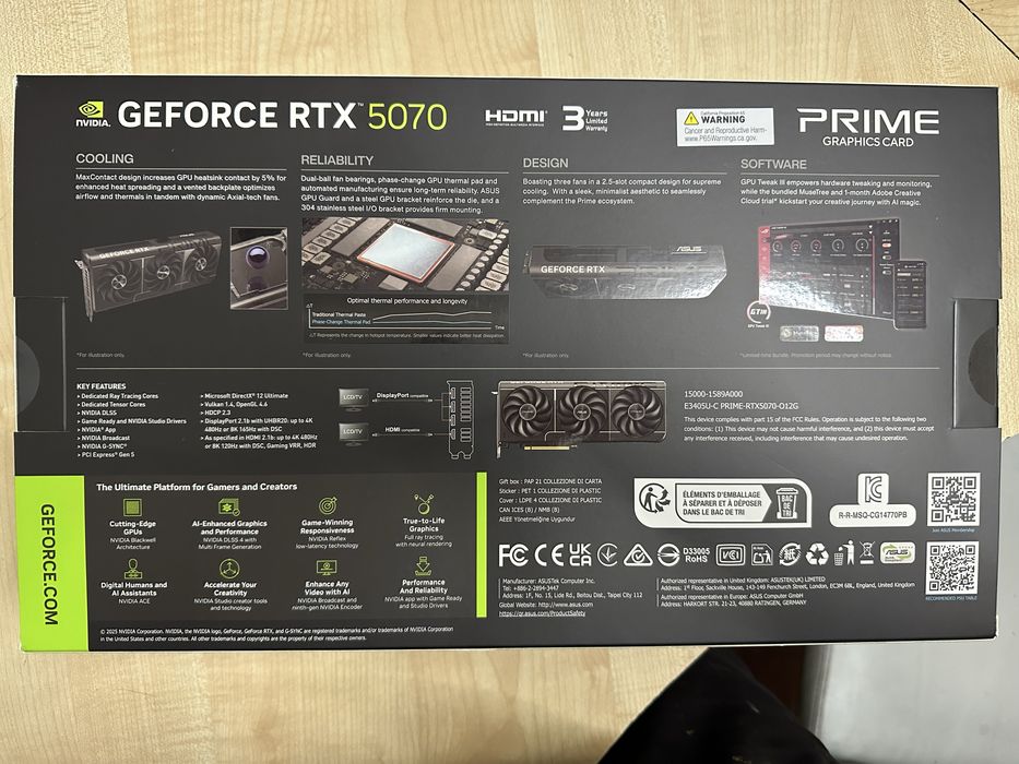 Видеокарта GF RTX 5070 12GB GDDR7 Prime OC Asus (PRIME-RTX5070-O12G)