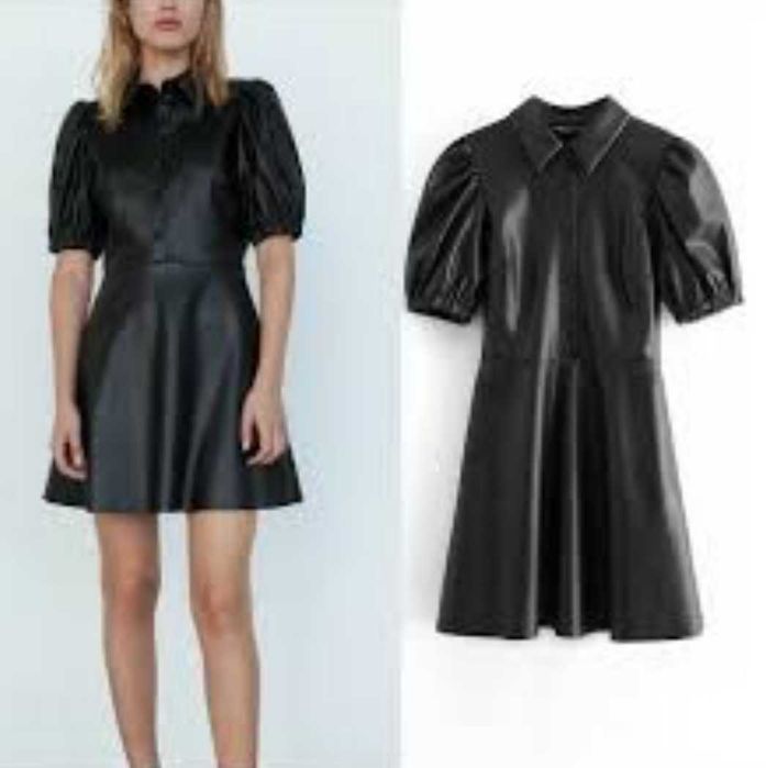 Zara кожаное платье