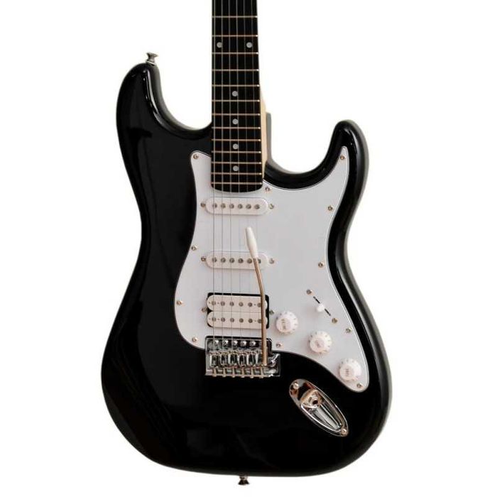 Gitara elektryczna Ever Play Stratocaster czarna MEGA zestaw XXL