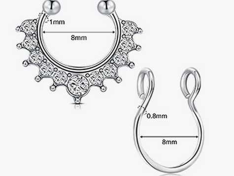 16 Piercings brincos falsos nariz helix (sem necessidade furo)    NOVO