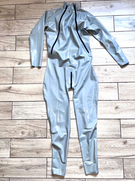 736/ OD RĘKI L Nowy LATEKS CHLOROWANY kombinezon catsuit latex
