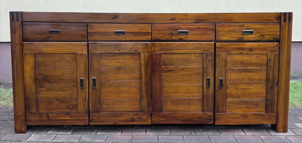 CIEKAWA 100% Lita Tekowa Komoda Kolonialna 4 Szuflady WYSYŁKA