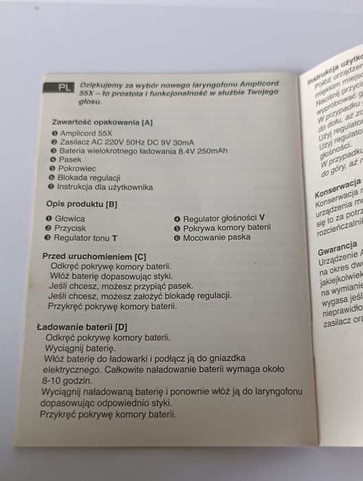 Laryngofon Amplicord 55X_Mikrofon krtaniowy_Zestaw