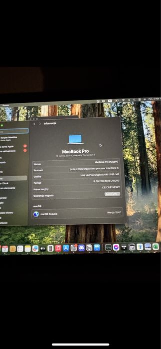 MacBook Pro 13” 2020 (A2289)| Intel i5 | 256GB SSD | Stan Bardzo Dobry