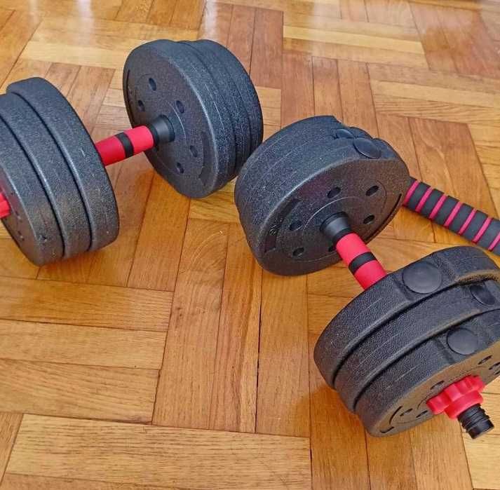 *NOWY* ZESTAW HANTLI + SZTANGA 2x10kg 20kg do treningu w domu