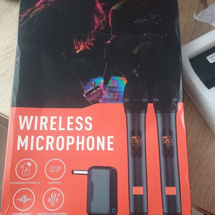 Bezprzewodowe mikrofony UHF – zestaw 2 szt + odbiornik, karaoke