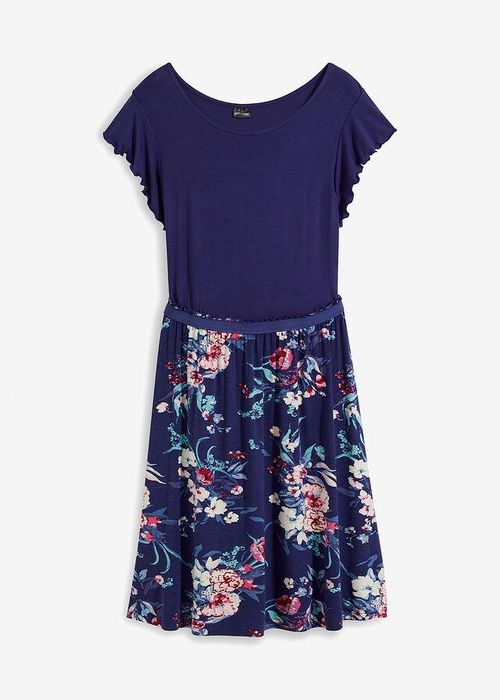 B.P.C granatowa sukienka z dżerseju z kwiatowym dołem ^44/46