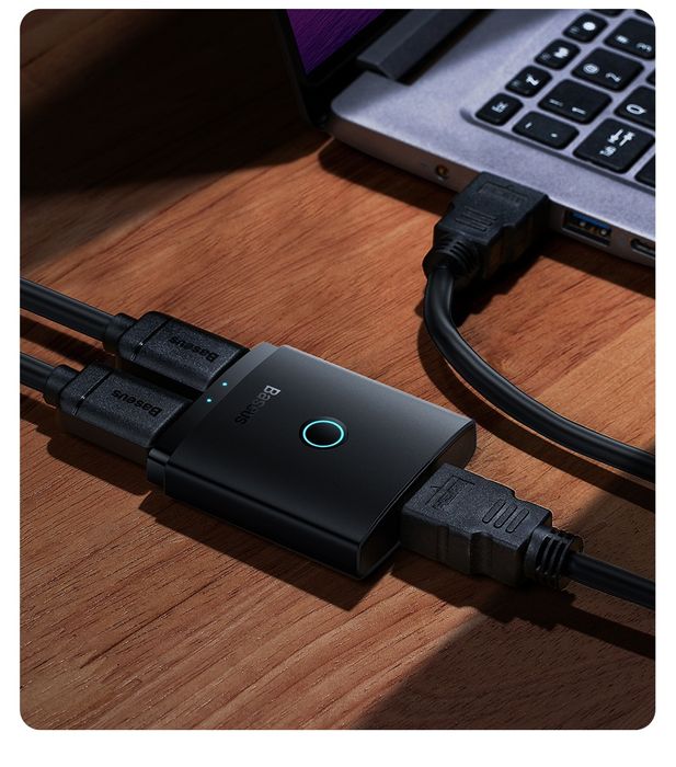 HDMI сплиттер коммутатор 2 порта Baseus 2-in-1 HDMI кабель 1м.4К 60гц