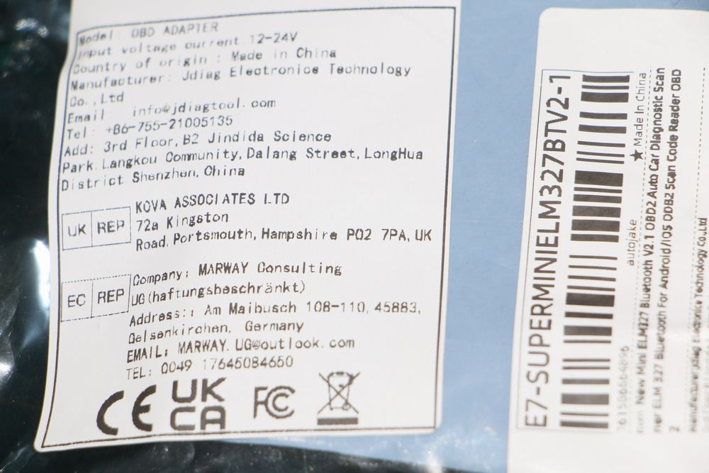 OBD2 Bluetooth адаптер ELM327 V2.1