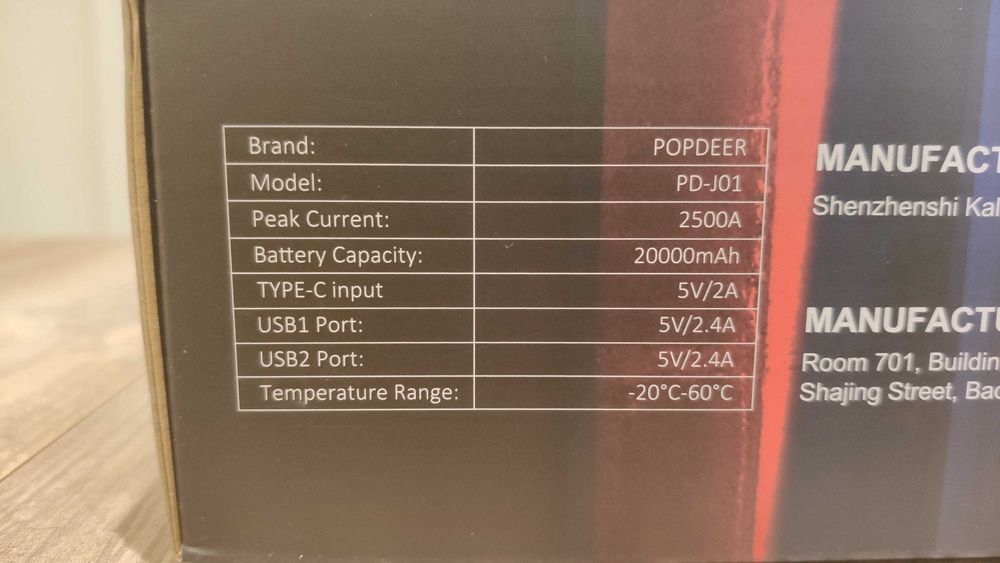 Booster / Impulsionador de bateria - 3 em 1 - 20,000 mAh (NOVO)