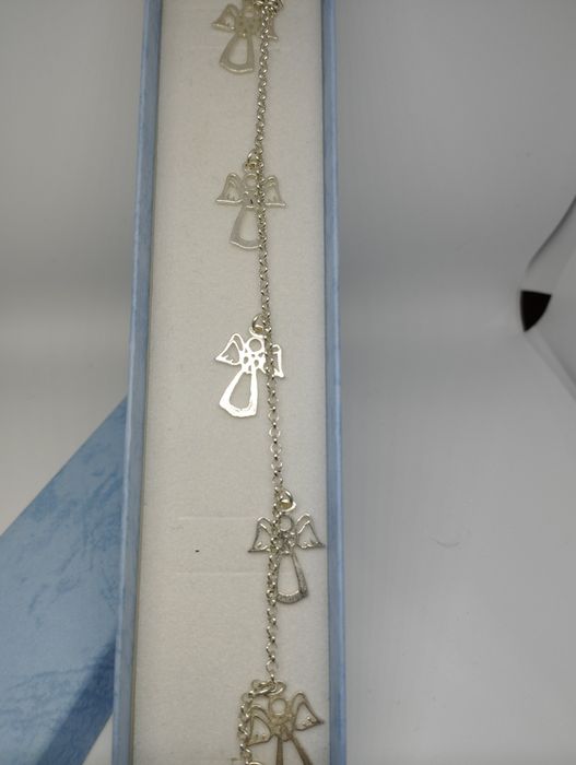 Srebrna bransoletka, aniołki, próba 925, długość 18,5 cm