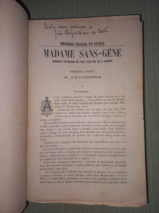 Livro Madame Sans – jornal o seculo 1894