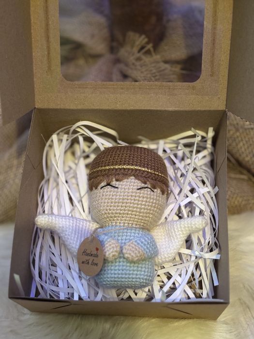 Ręcznie robiony aniołek na szydełku, narodziny, chrzest, komunia