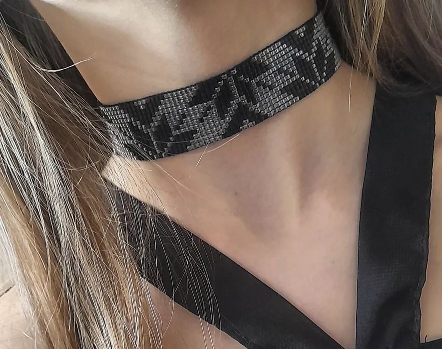 Naszyjnik- Choker z koralików ręcznie robione