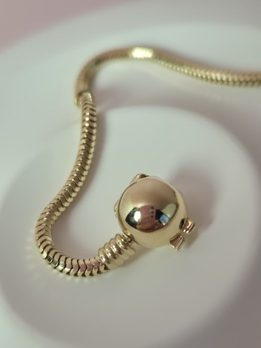 Złota bransoletka typu Pandora gładka kulka 18,5 cm  p. 585