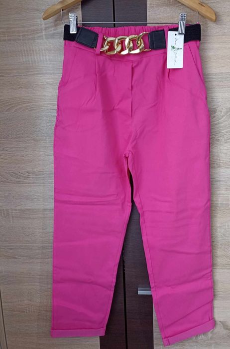 Spodnie cygaretki różowe nowe z metką rozmiar L