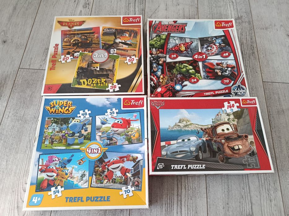 Puzzle 4 pudełka, m.in. Super Wings
